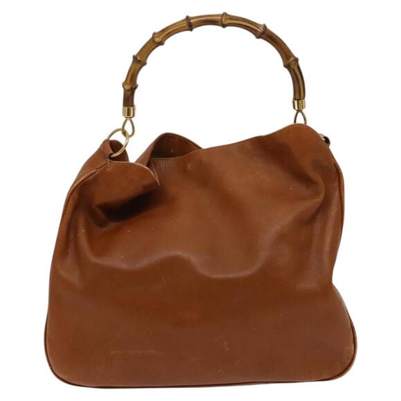 GUCCI Bamboo Shoulder Bag Leather Brown Gold 001 14 001 14 - Picture 2 of 16